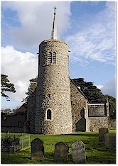 Round Tower with spirelet and cross - St. Mary's, Titchwell